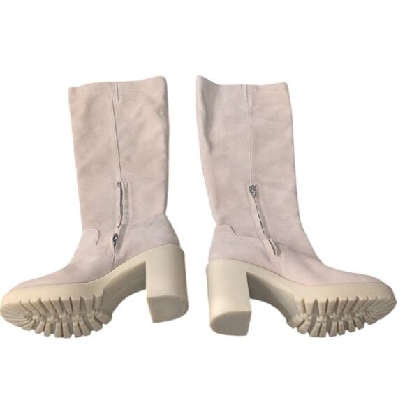 Dolce Vita Suede Knee-High Platform Lug Sole Boots Cream Sz 10 - Picture 4 of 6
